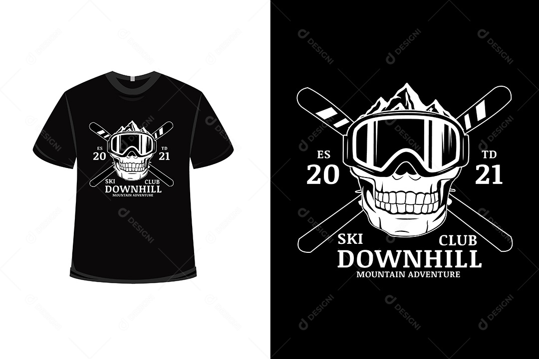 Camiseta Clube de Esqui Alpino  Vetor EPS