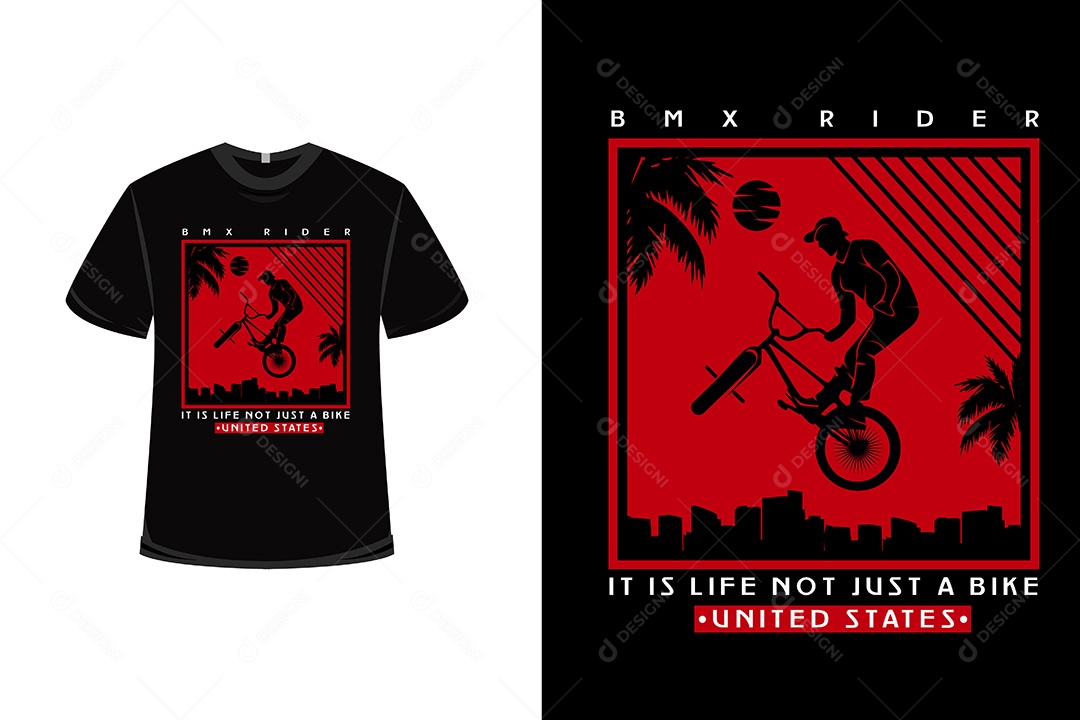 Camiseta Bmx Riderbit é Vida, Não Apenas uma Bicicleta  Vetor EPS
