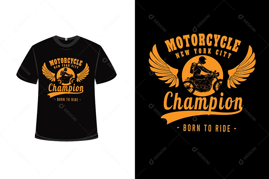 Camiseta Campeão de Motociclismo Vetor EPS