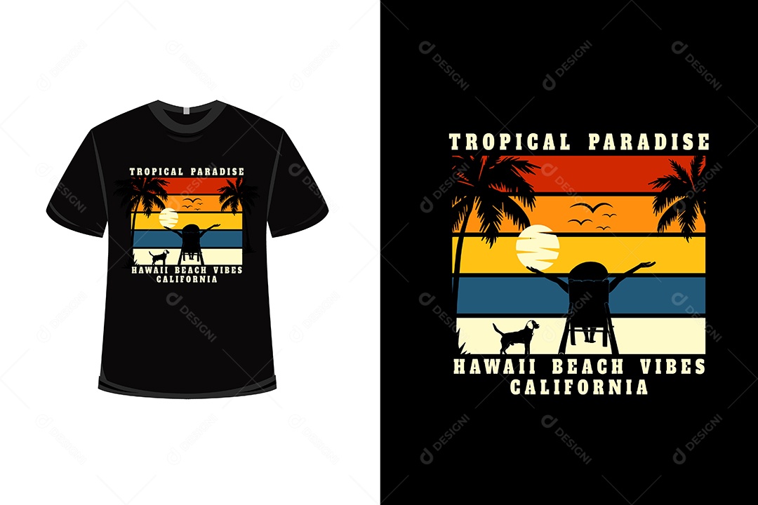 Camiseta  Paraíso Tropical Vetor EPS