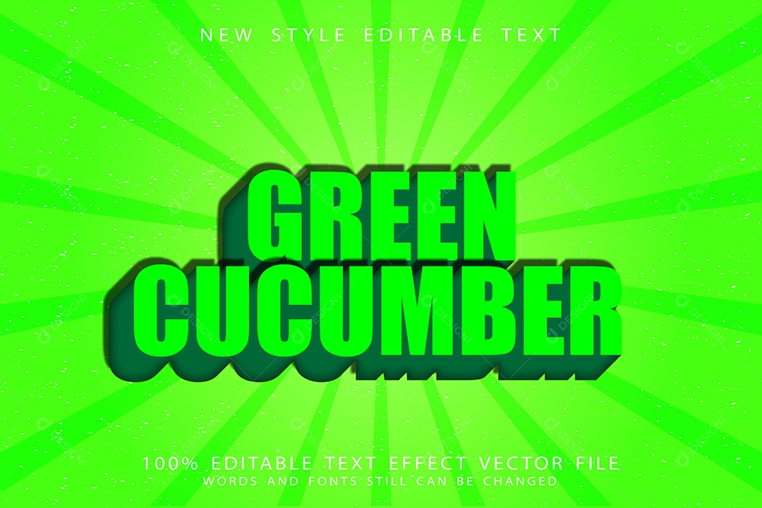 Efeito de Texto Pepino Verde Vetor EPS Editável