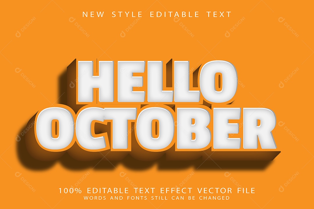 Efeito de Texto Olá Outubro Vetor EPS Editável