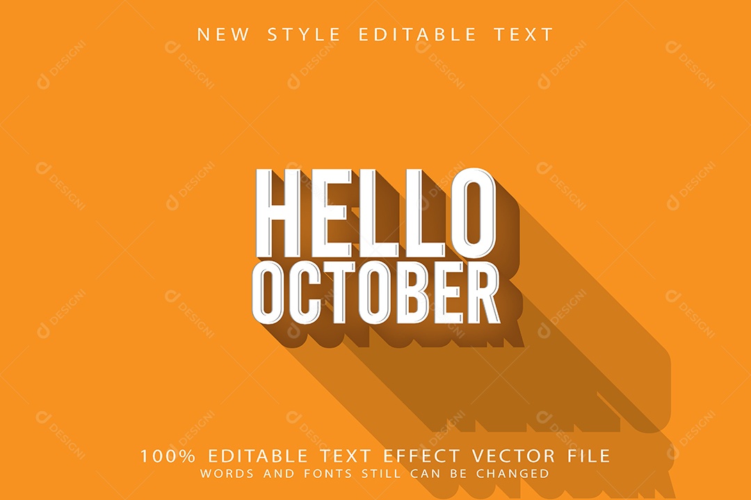 Efeito de Texto Olá Outubro Vetor EPS Editável