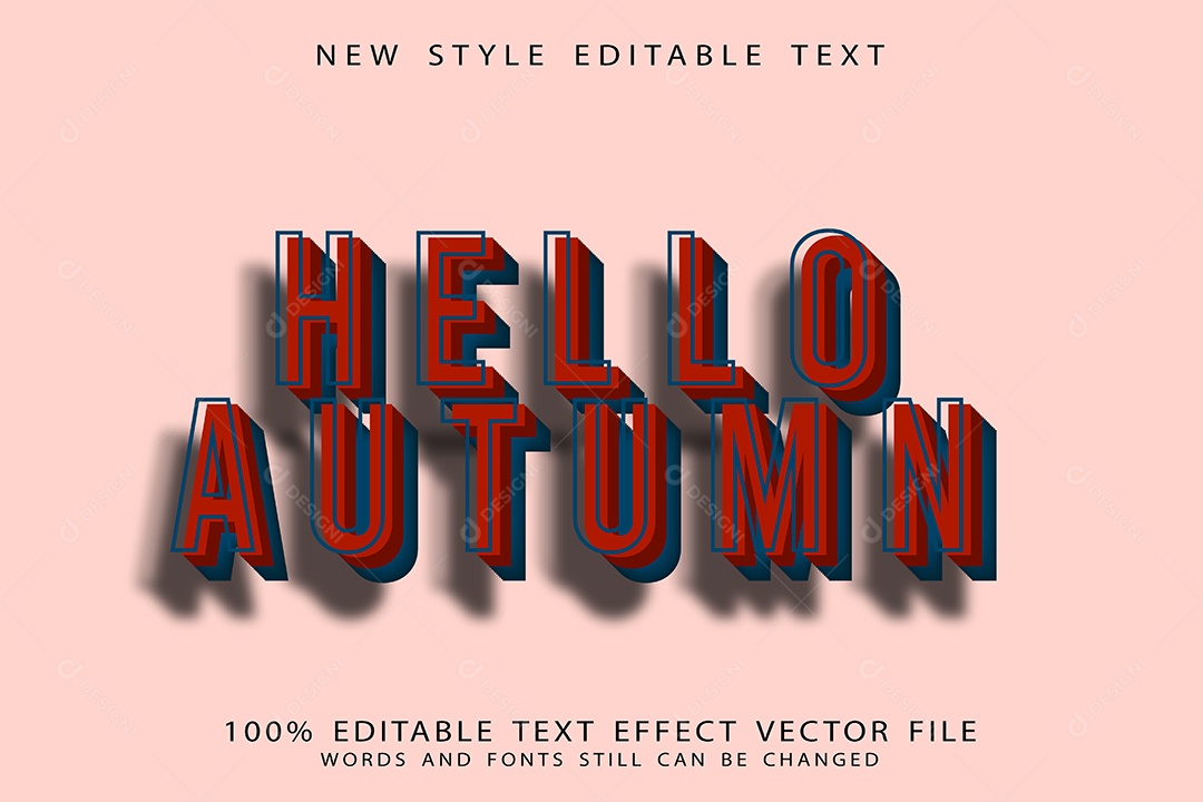 Efeito de Texto Olá Outono Vetor EPS Editável