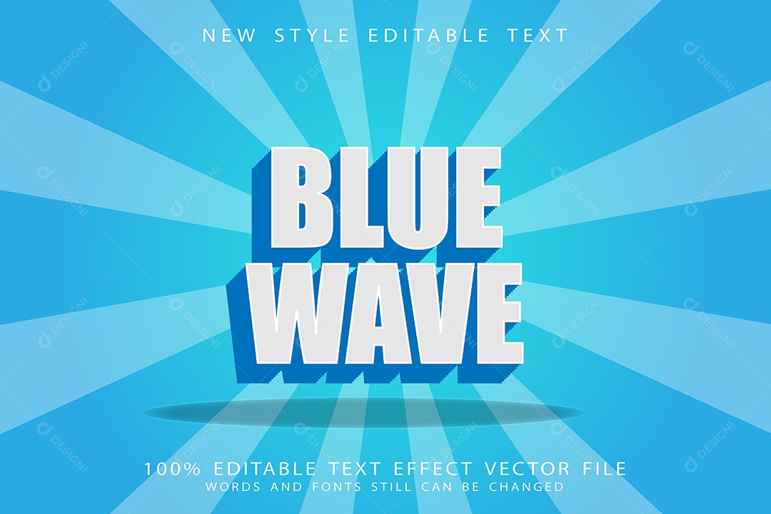 Efeito de Texto Onda Azul Vetor EPS Editável