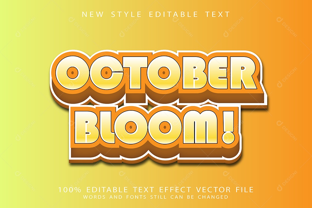 Efeito de Texto Flor de Outubro Vetor EPS Editável