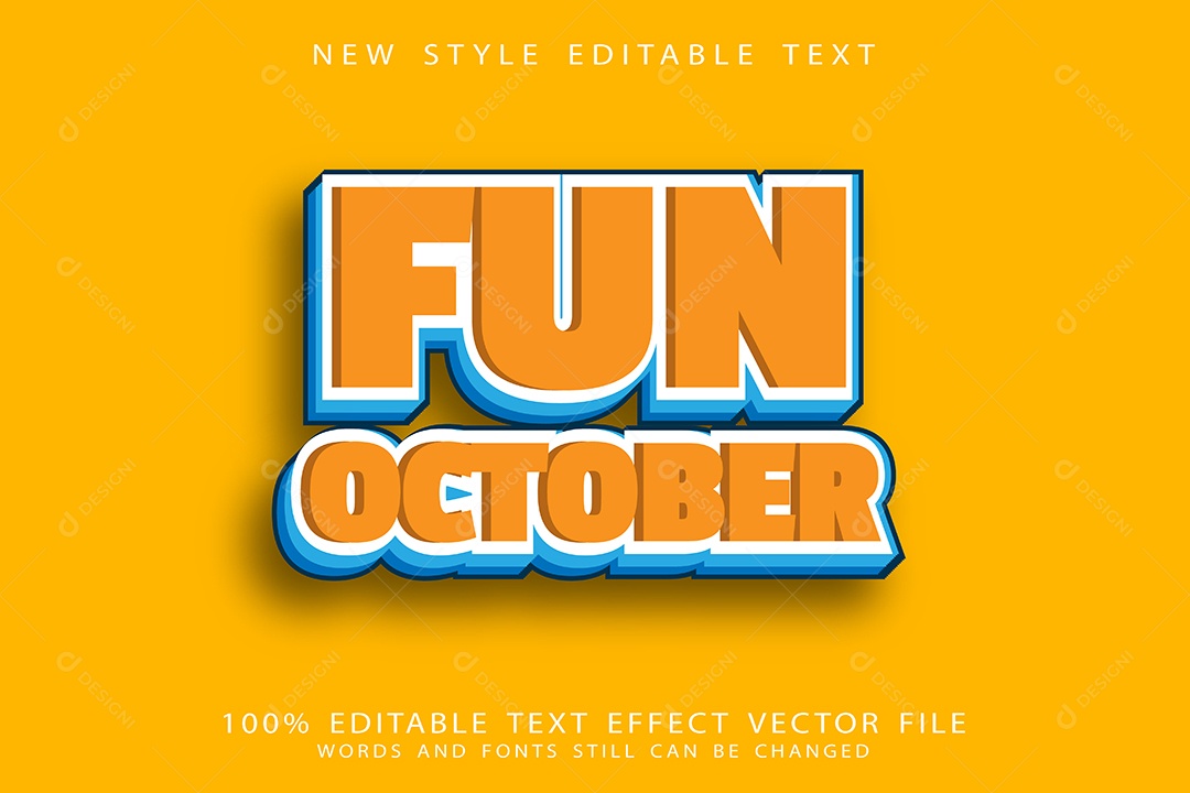 Efeito de Texto Outubro Divertido Vetor EPS Editável