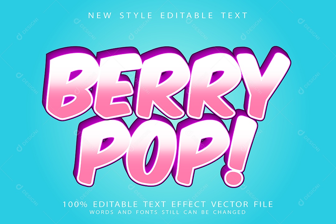 Efeito de Texto Picolé de Frutas Vermelhas Vetor EPS Editável