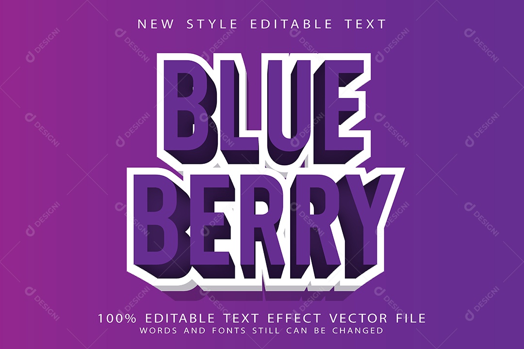 Efeito de Texto Mirtilo Vetor EPS Editável