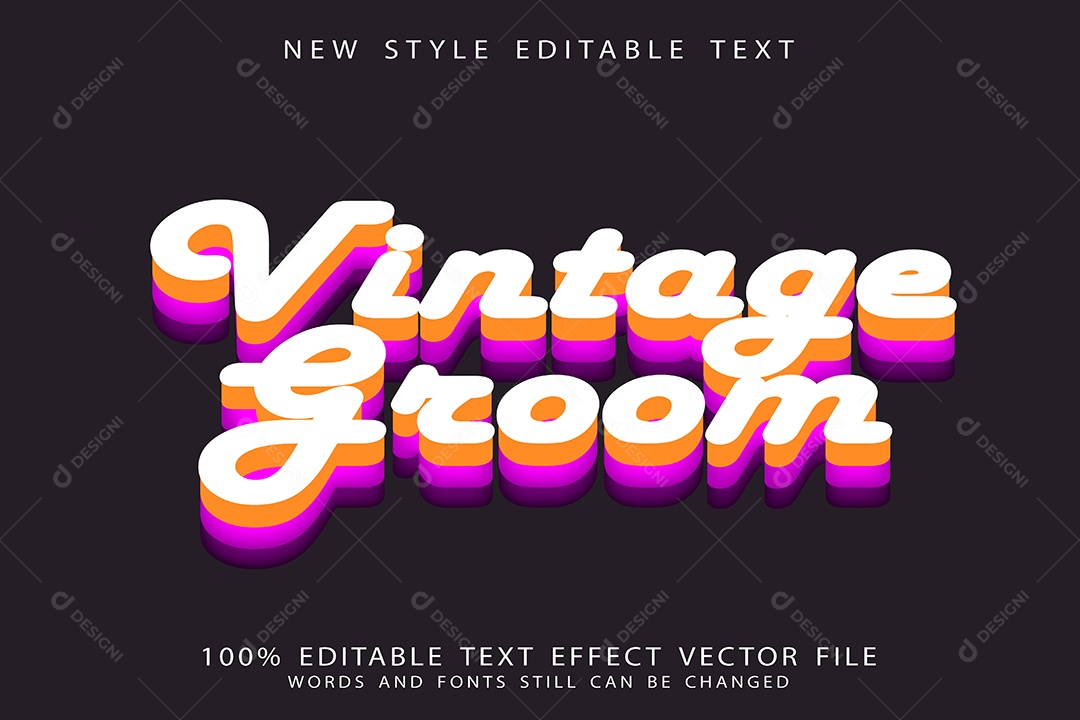 Efeito de Texto Noivo Vintage Vetor EPS Editável