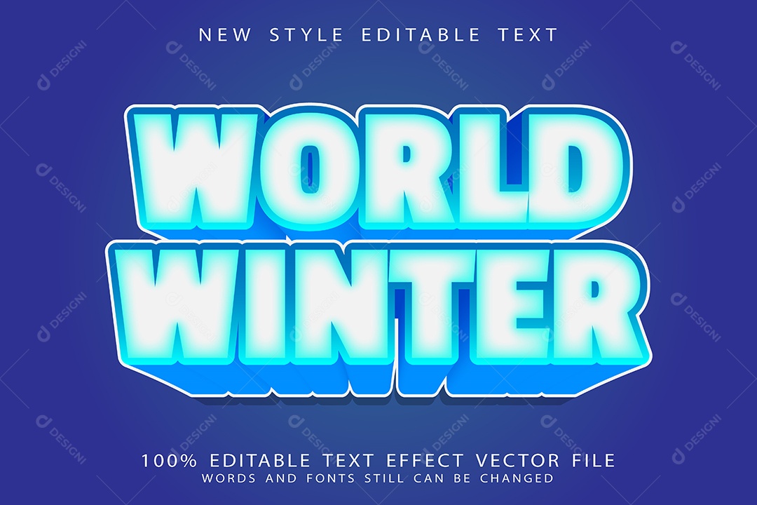 Efeito de Texto Inverno Mundial Vetor EPS Editável
