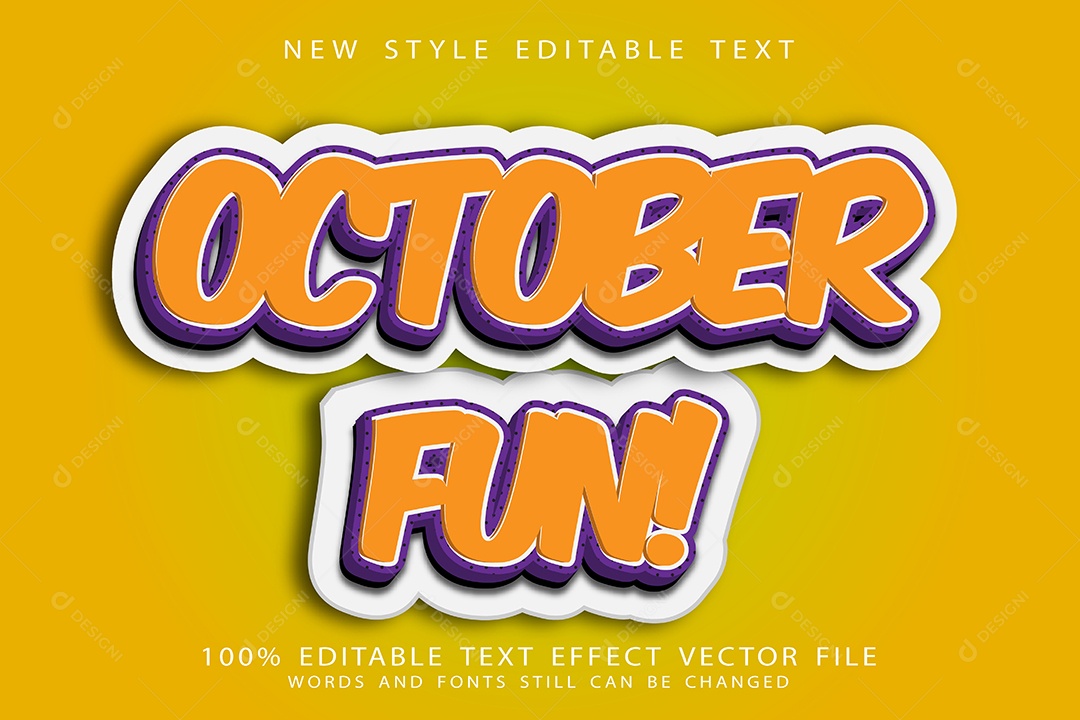 Efeito de Texto Diversão de Outubro Vetor EPS Editável