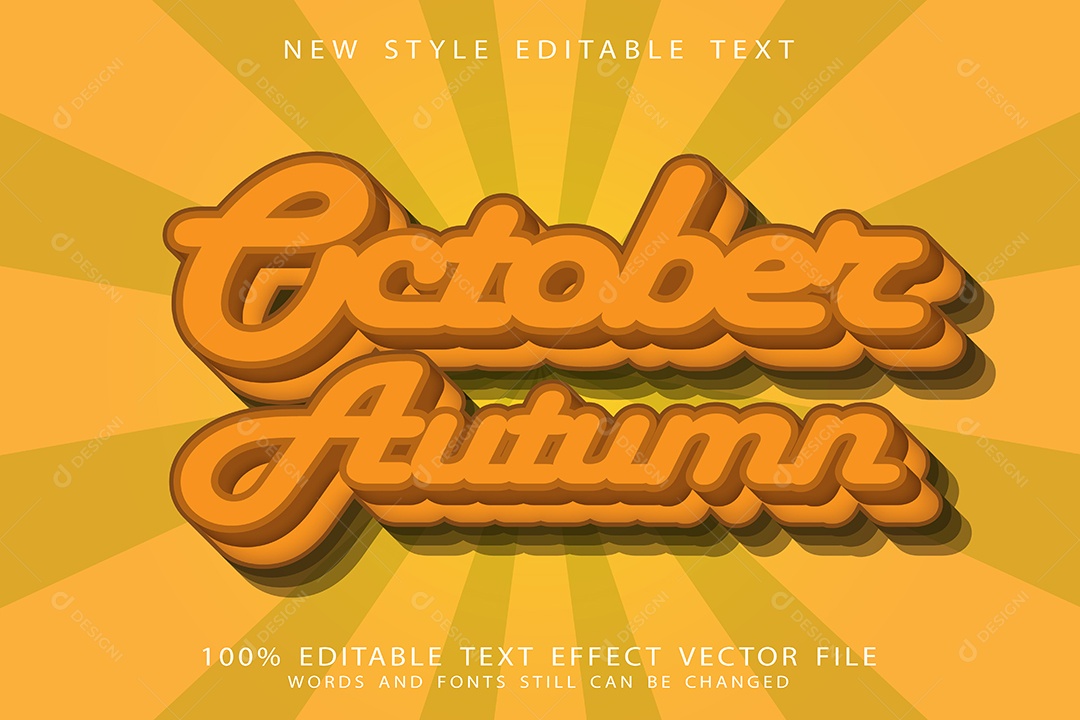 Efeito de Texto Outubro Outono Vetor EPS Editável