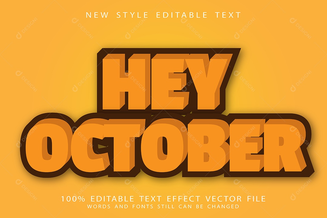 Efeito de Texto Oi Outubro Vetor EPS Editável