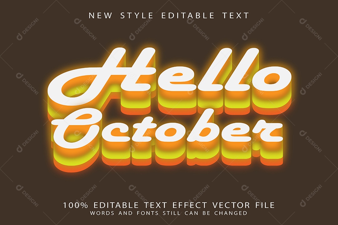 Efeito de Texto Olá  Outubro Vetor EPS Editável
