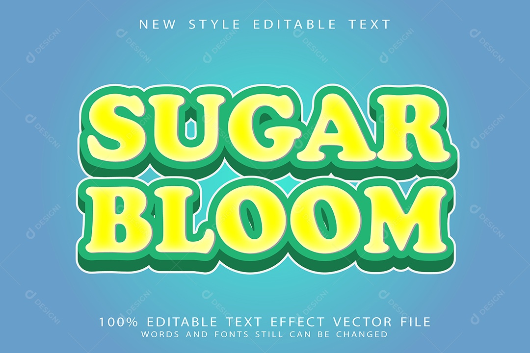 Efeito de Texto Flor de Açúcar Vetor EPS Editável
