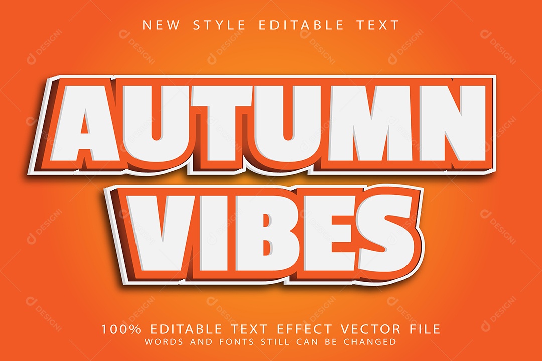 Efeito de Texto  Vibrações de Outono Vetor EPS Editável