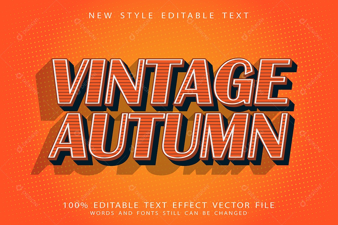 Efeito de Texto Outono Vintage Vetor EPS Editável