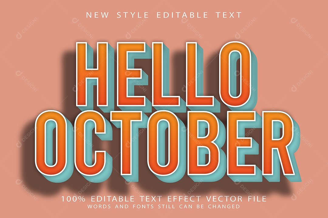 Efeito de Texto Olá Outubro Vetor EPS Editável