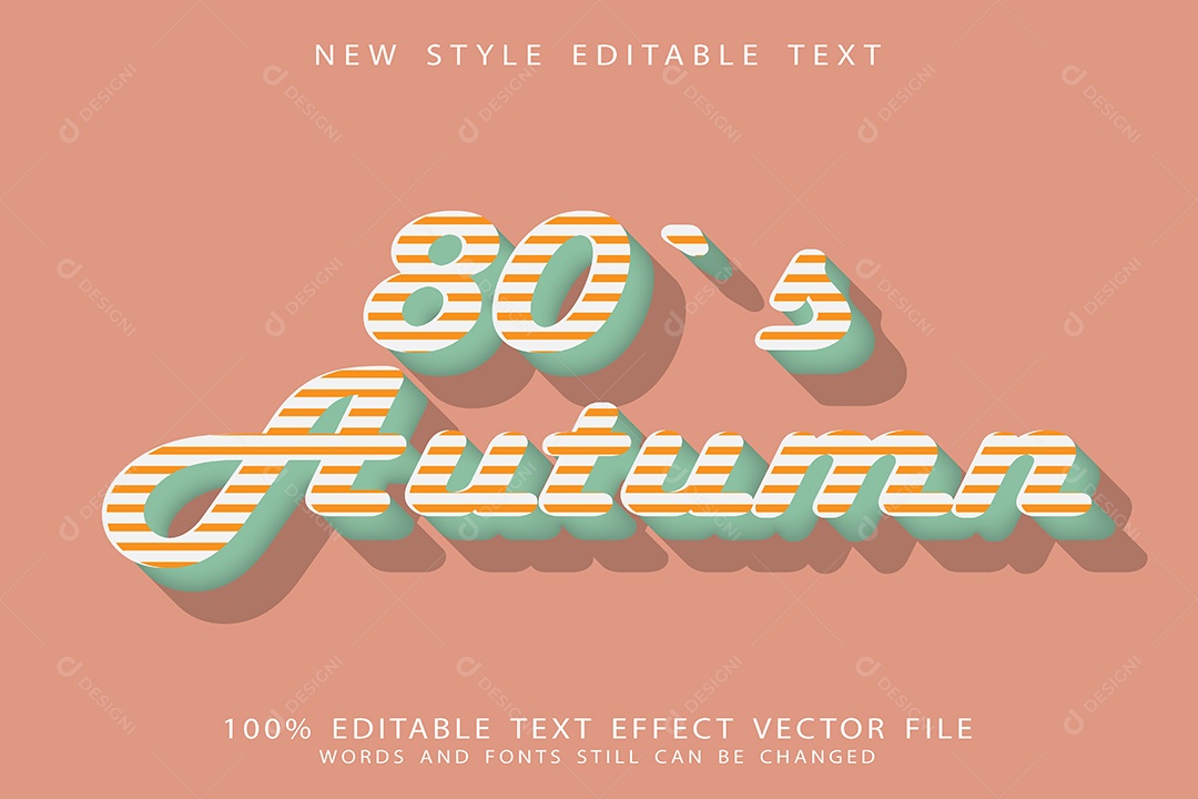 Efeito de Texto Outono Dos Anos 80 Vetor EPS Editável