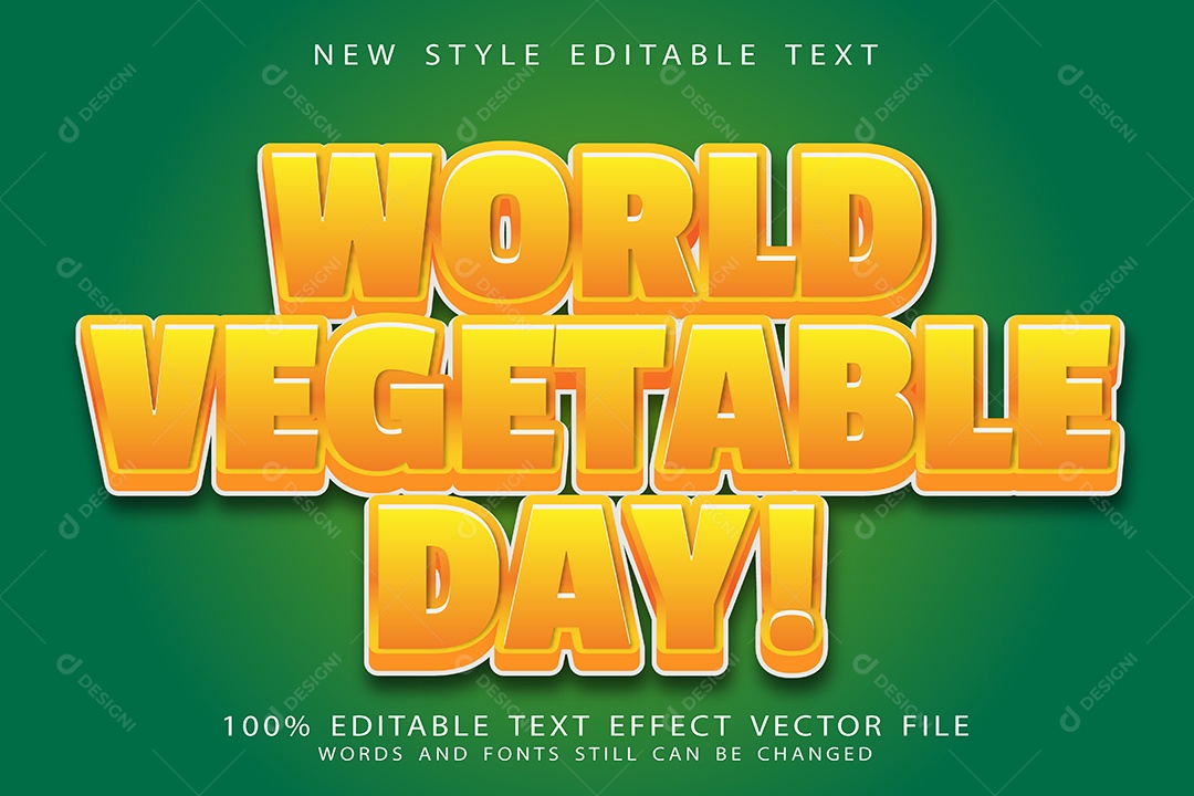 Efeito de Texto Dia Mundial Dos Vegetais Vetor EPS Editável