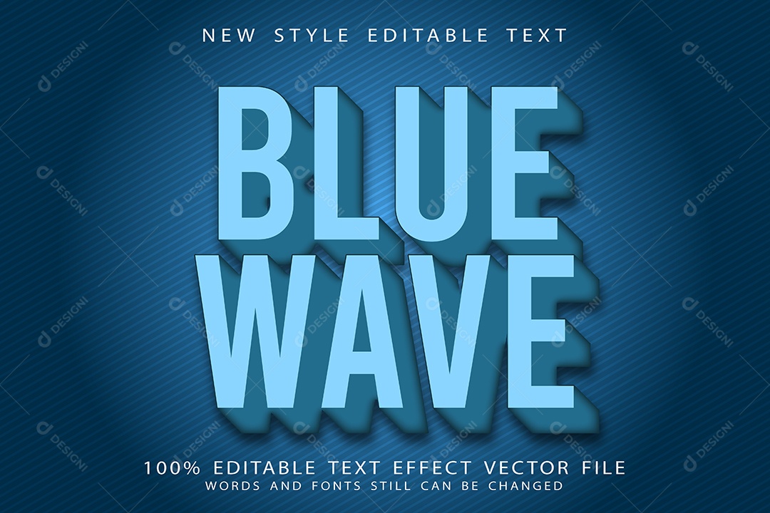Efeito de Texto Onda Azul Vetor EPS Editável