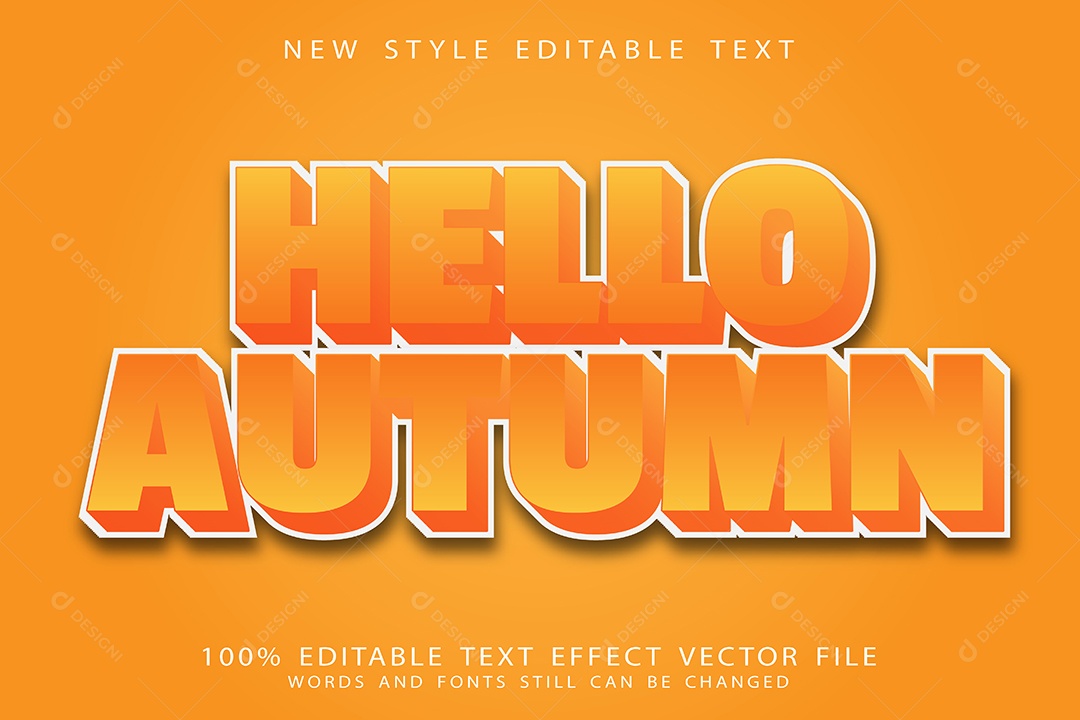 Efeito de Texto Olá Outono Vetor EPS Editável