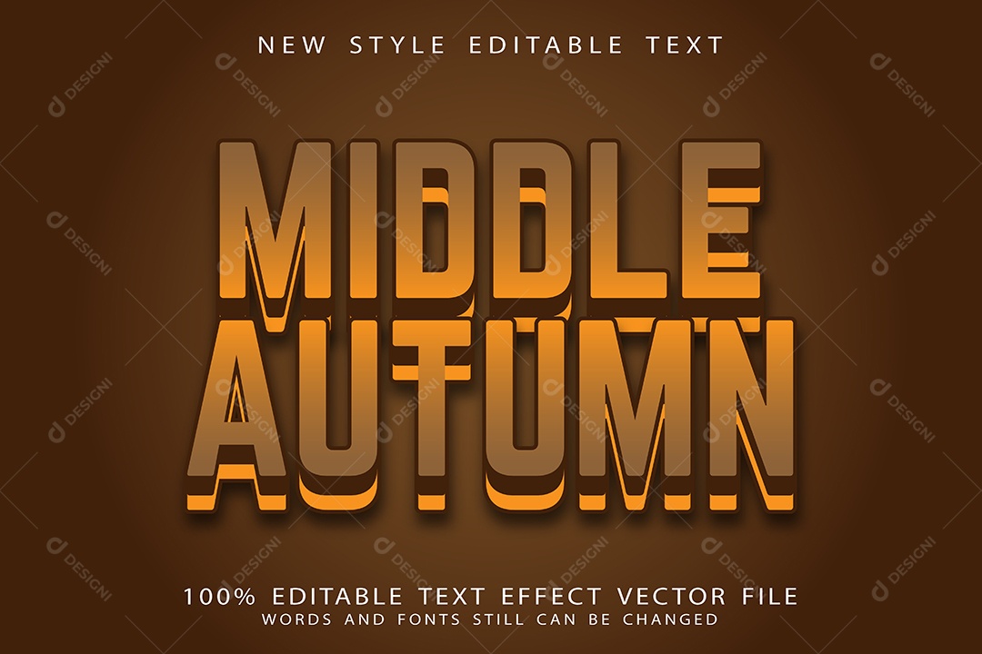 Efeito de Texto Meio do Outono Vetor EPS Editável