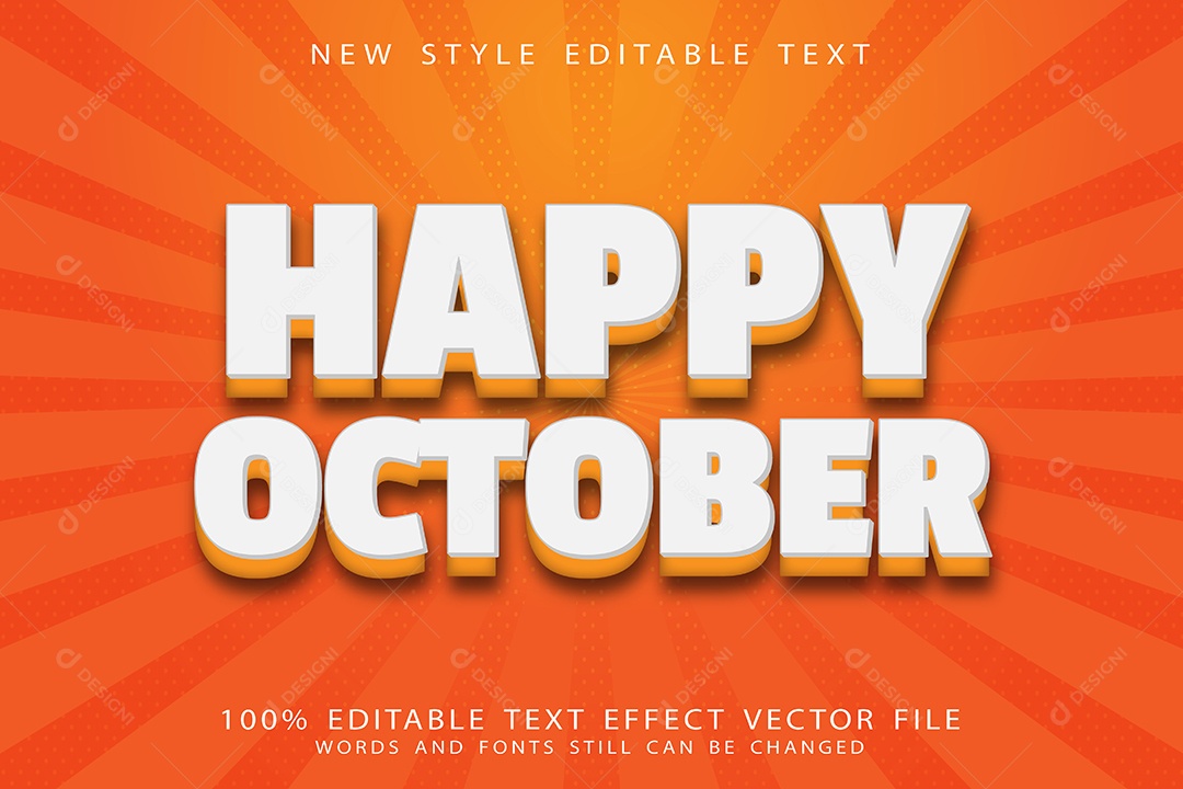 Efeito de Texto Feliz Outubro Vetor EPS Editável