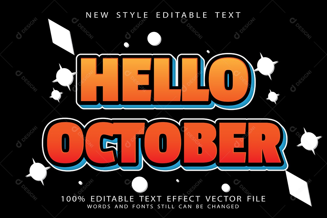 Efeito de Texto Olá Outubro Vetor EPS Editável