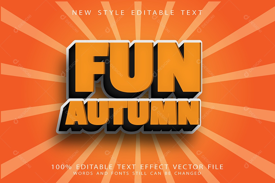 Efeito de Texto Outono Divertido Vetor EPS Editável