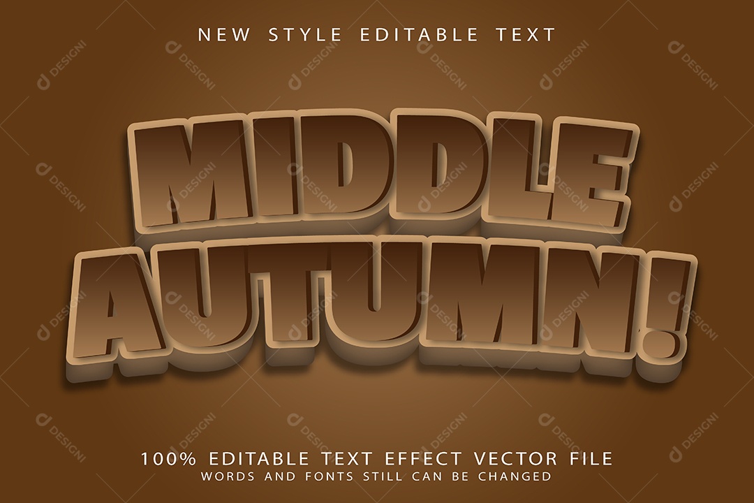Efeito de Texto Meio do Outono Vetor EPS Editável