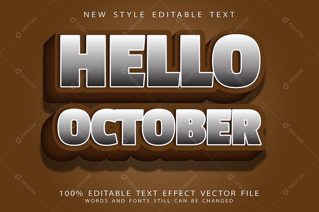 Efeito de Texto Olá Outubro Vetor EPS Editável