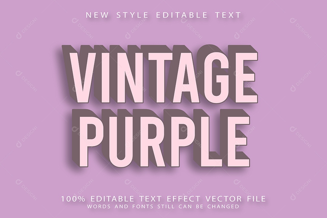 Efeito de Texto Roxo Vintage Vetor EPS Editável