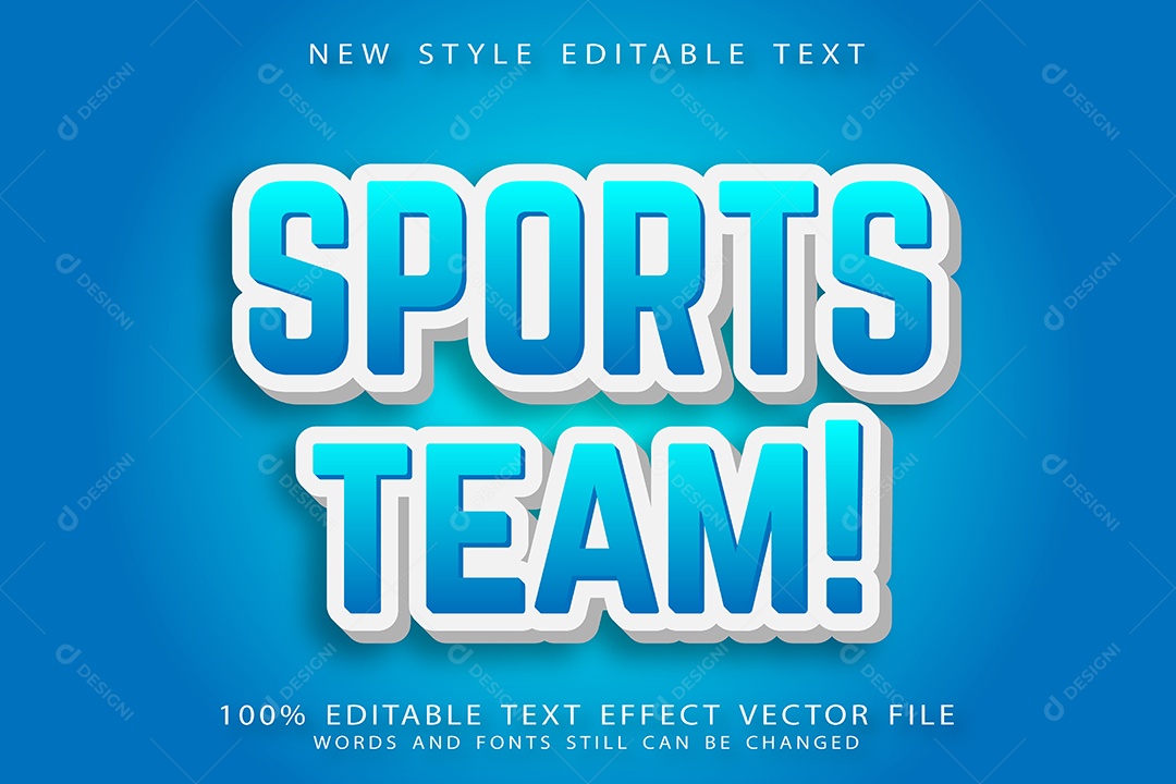Efeito de Texto Time Esportivo Vetor EPS Editável