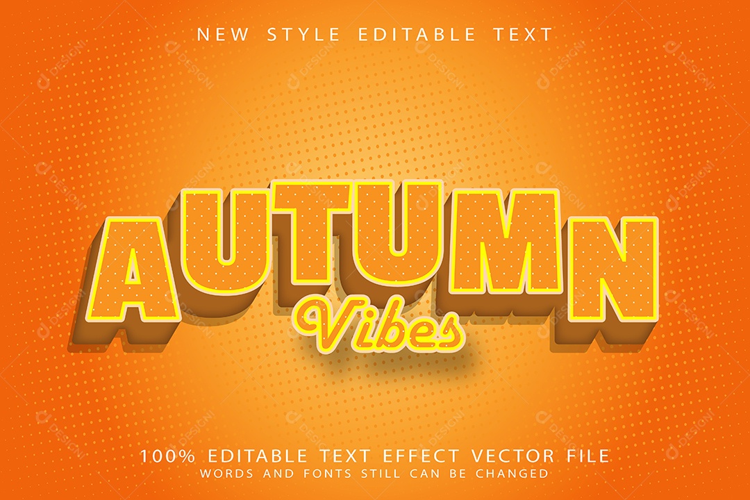 Efeito de Texto Vibrações de Outono Vetor EPS Editável