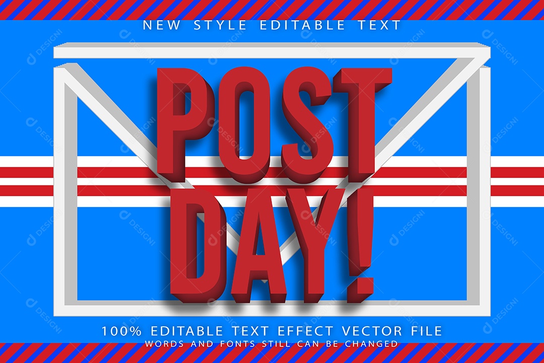 Efeito de Texto Dia de Postagem Vetor EPS Editável