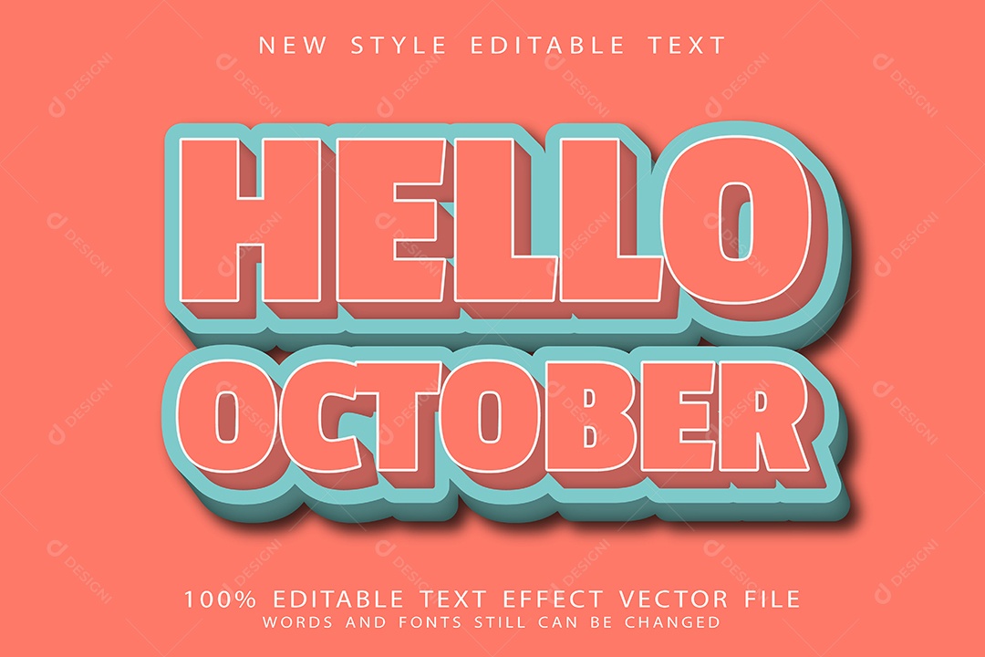 Efeito de Texto Olá Outubro Vetor EPS Editável