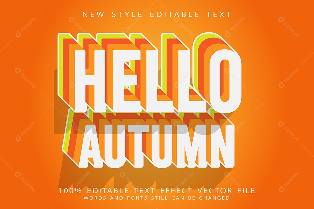 Efeito de Texto Olá Outono  Vetor EPS Editável