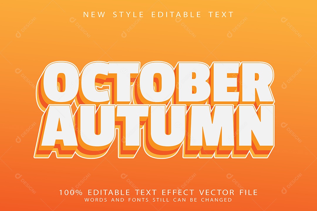 Efeito de Texto Outubro Outono Vetor EPS Editável