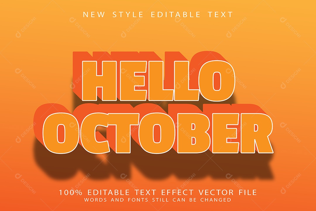 Efeito de Texto Olá Outubro Vetor EPS Editável