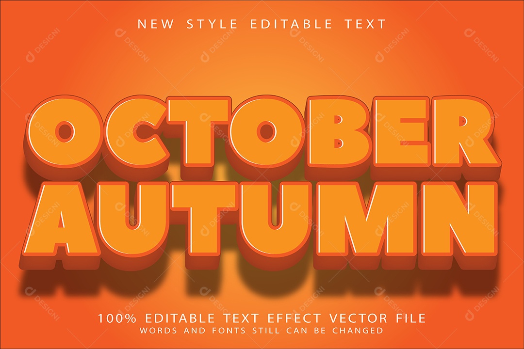 Efeito de Texto Outubro Outono Vetor EPS Editável