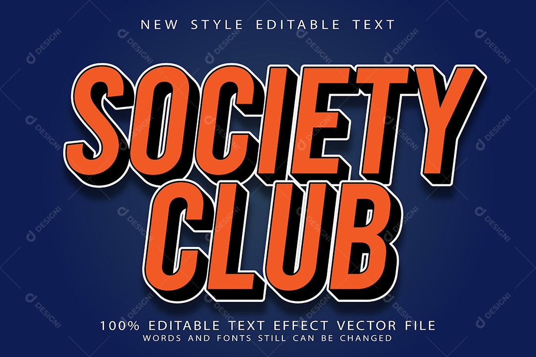 Efeito de Texto Clube da Sociedade Vetor EPS Editável