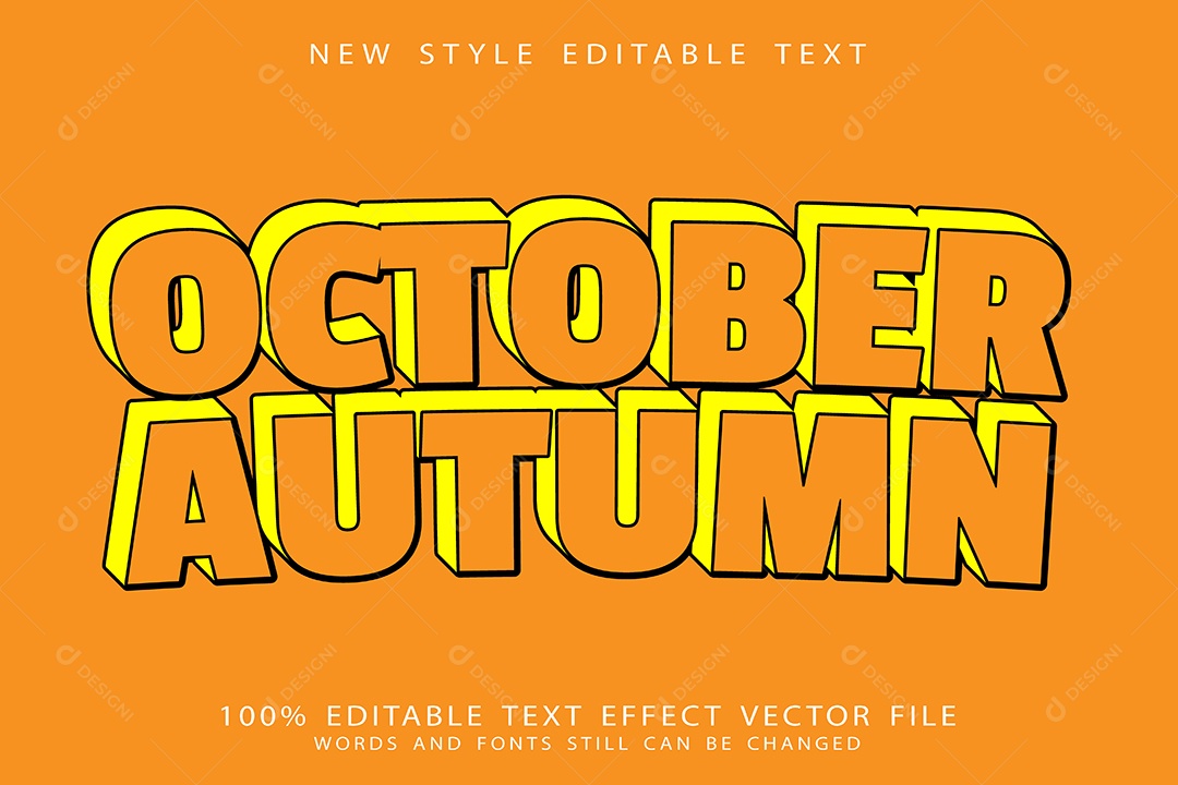 Efeito de Texto Outubro Outono Vetor EPS Editável