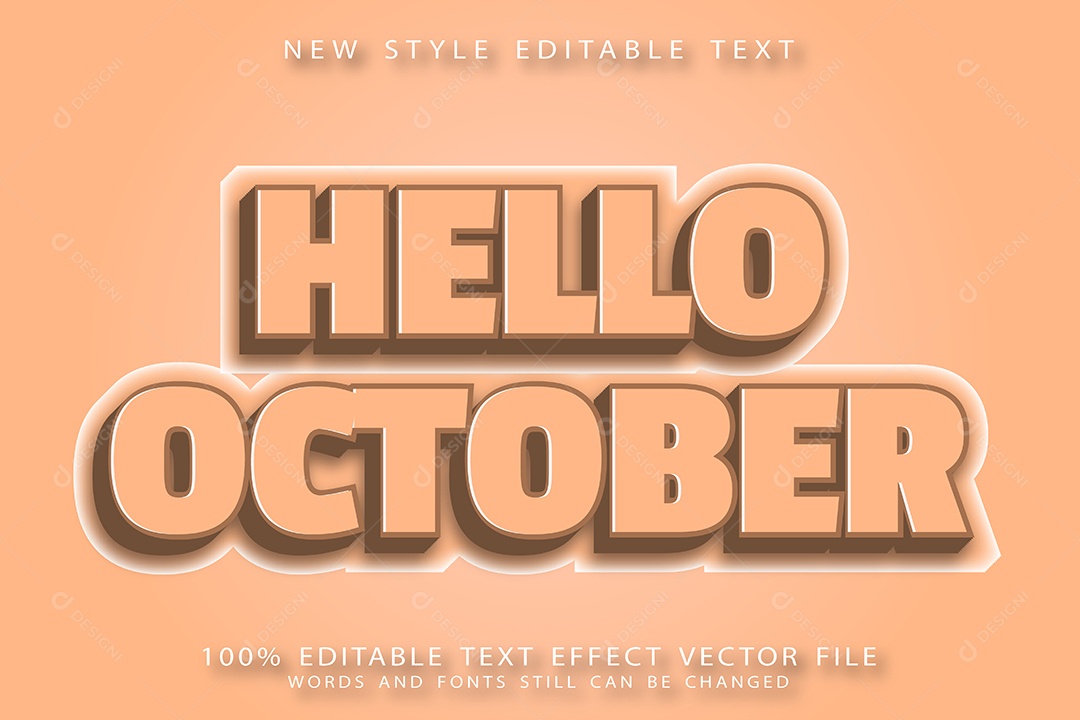 Efeito de Texto Olá Outubro Vetor EPS Editável