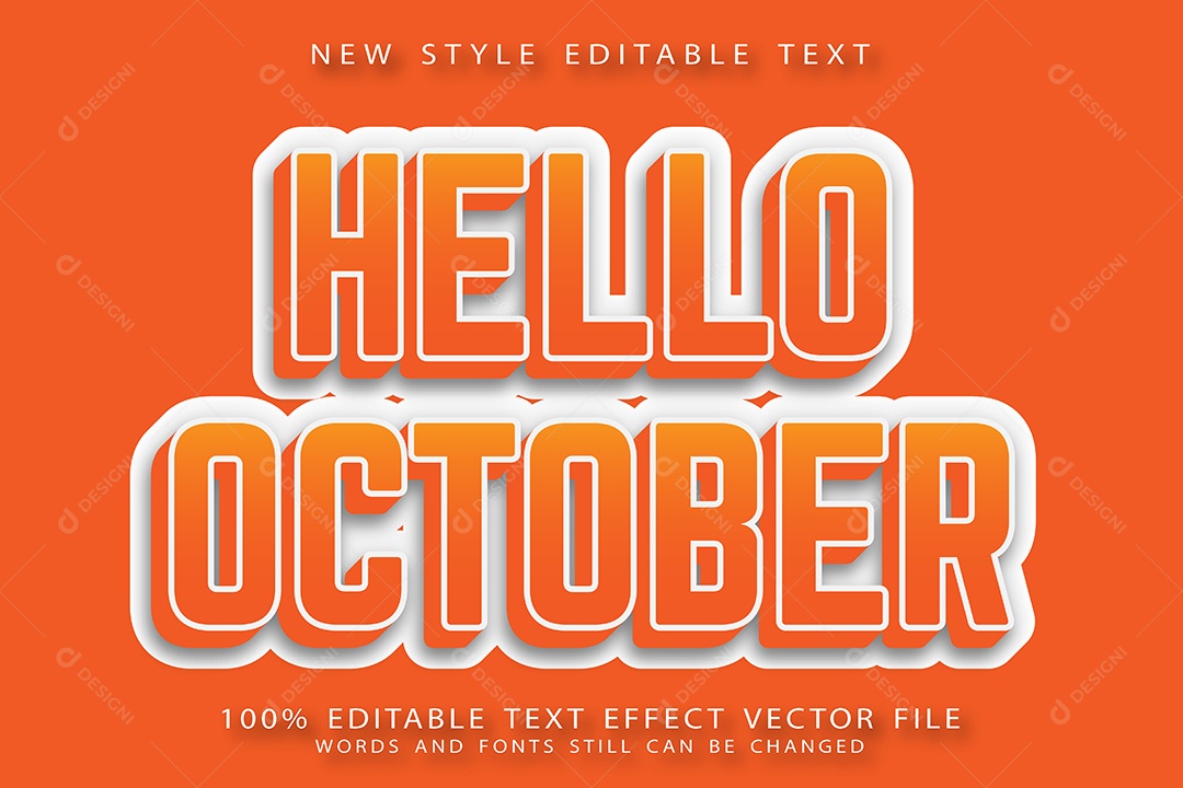 Efeito de Texto Olá Outubro Vetor EPS Editável