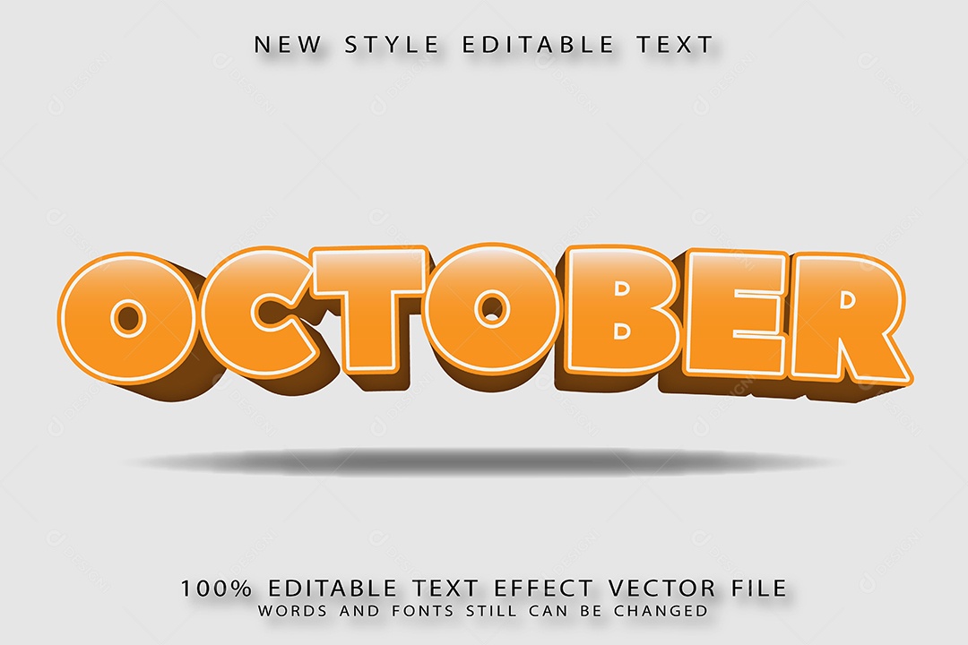 Efeito de Texto Outubro Vetor EPS Editável