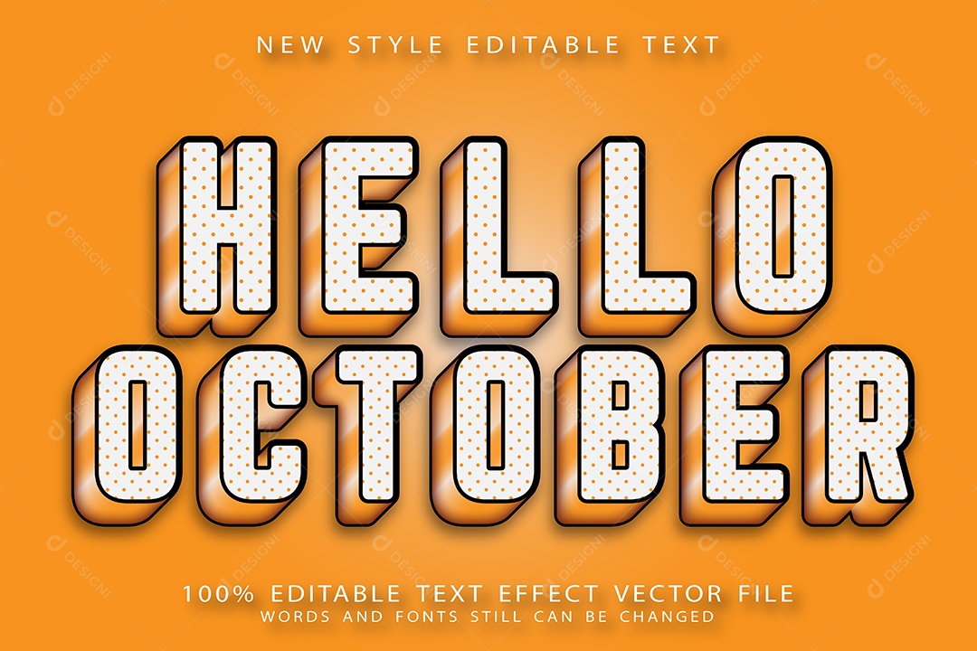 Efeito de Texto Olá Outubro Vetor EPS Editável