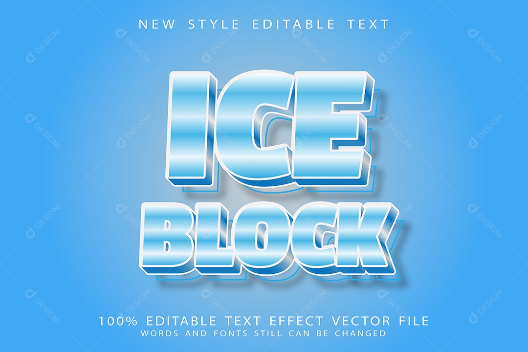 Efeito de Texto Bloco de Gelo Vetor EPS Editável