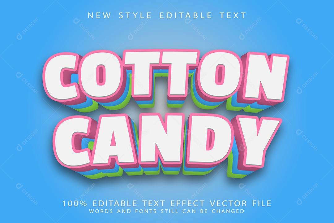 Efeito de Texto Algodão Doce  Vetor EPS Editável